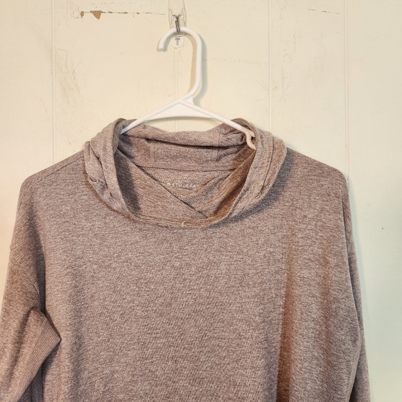 Athleta Uptempo II Hoodie Cowl Neck  Activewear top Size Small heathered mauve - Picture 5 of 15